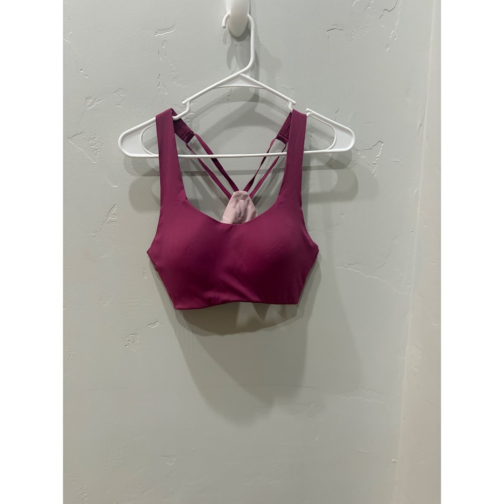 Move Theology Women Strappy Back Sports Bra Berry Purple Pink Size S Activewear
